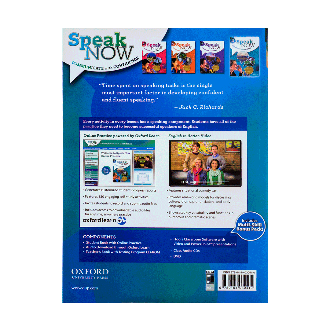 Speak Now 4 SB+WB+DVD کتاب اسپیک نو 4 (کتاب دانش آموز + کتاب کار+CD)