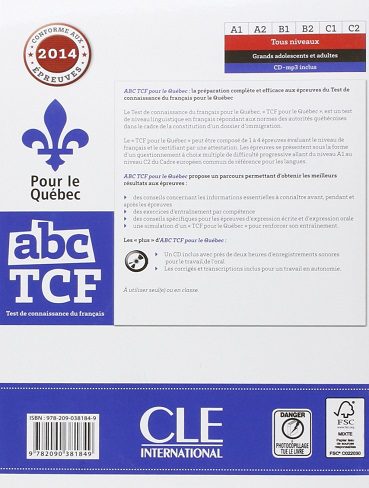 کتاب زبان ABC TCF pour le Quebec + CD سیاه و سفید